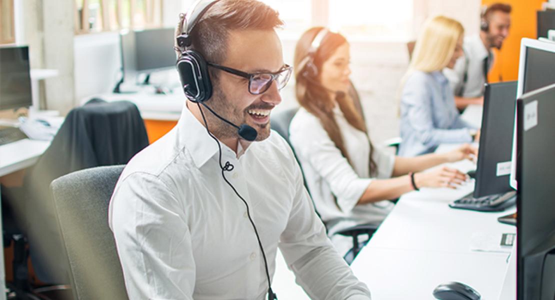 Man talking on a headset